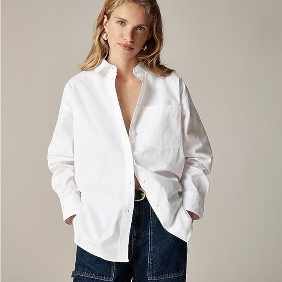 J. Crew Tops - NWT J CREW Étienne oversized shirt in lightweight oxford in white